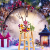 Aperturee - Timepiece Snowy Present Plants Christmas Backdrop